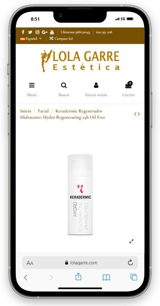 Tienda Online de Cosmética y Estética | Lola Garre 4 Tienda Online Lola Garre con PrestaShop - Centro de Estética