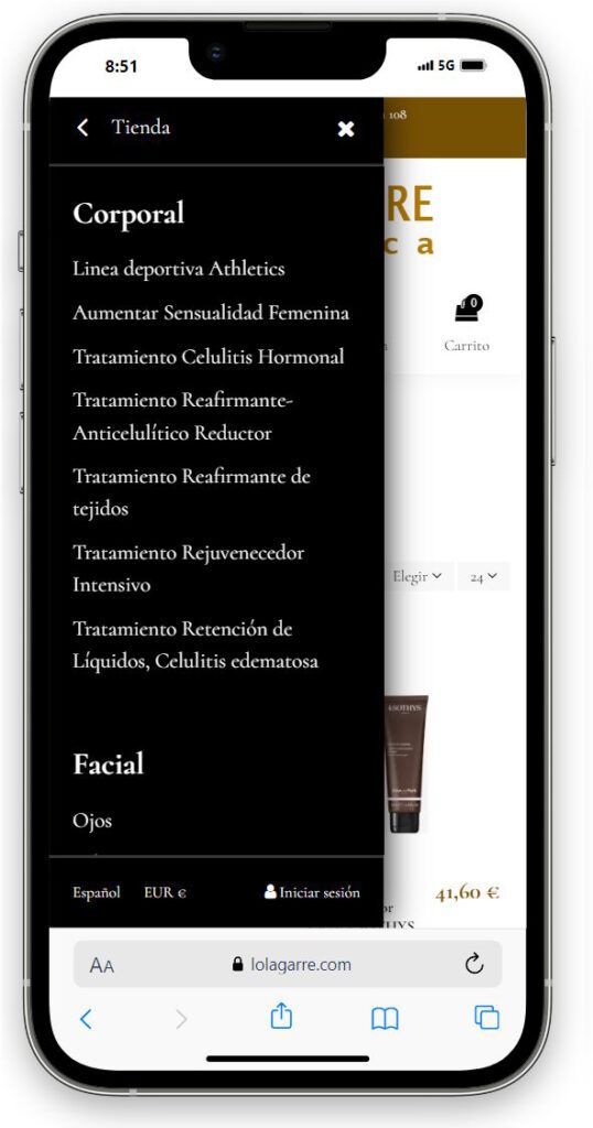 Tienda Online de Cosmética y Estética | Lola Garre 3 Tienda Online Lola Garre con PrestaShop - Centro de Estética