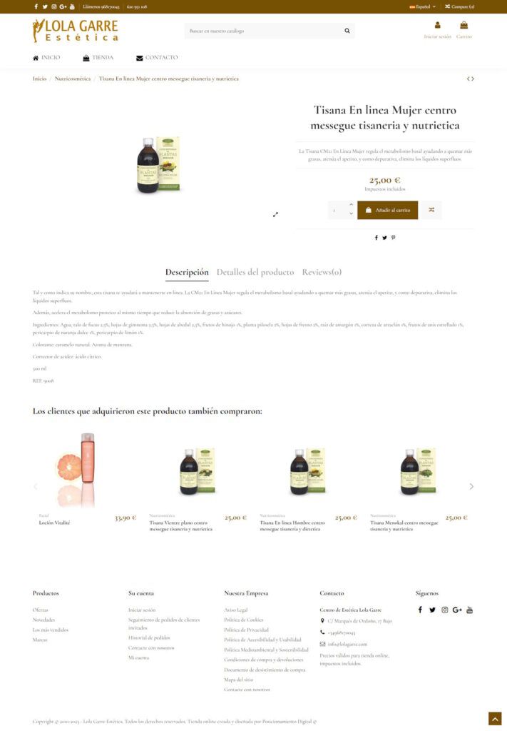 Tienda Online de Cosmética y Estética | Lola Garre 1 Tienda Online Lola Garre con PrestaShop - Centro de Estética