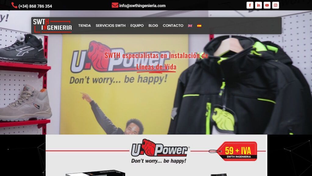 Página Web Corporativa y Tienda Online en WordPress y PrestaShop para SWTH Ingeniería, especialistas en líneas de vida