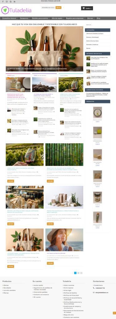 Tienda Online productos ecologicos con PrestaShop y Blog Profesional WordPress, TuladeliaEco.es