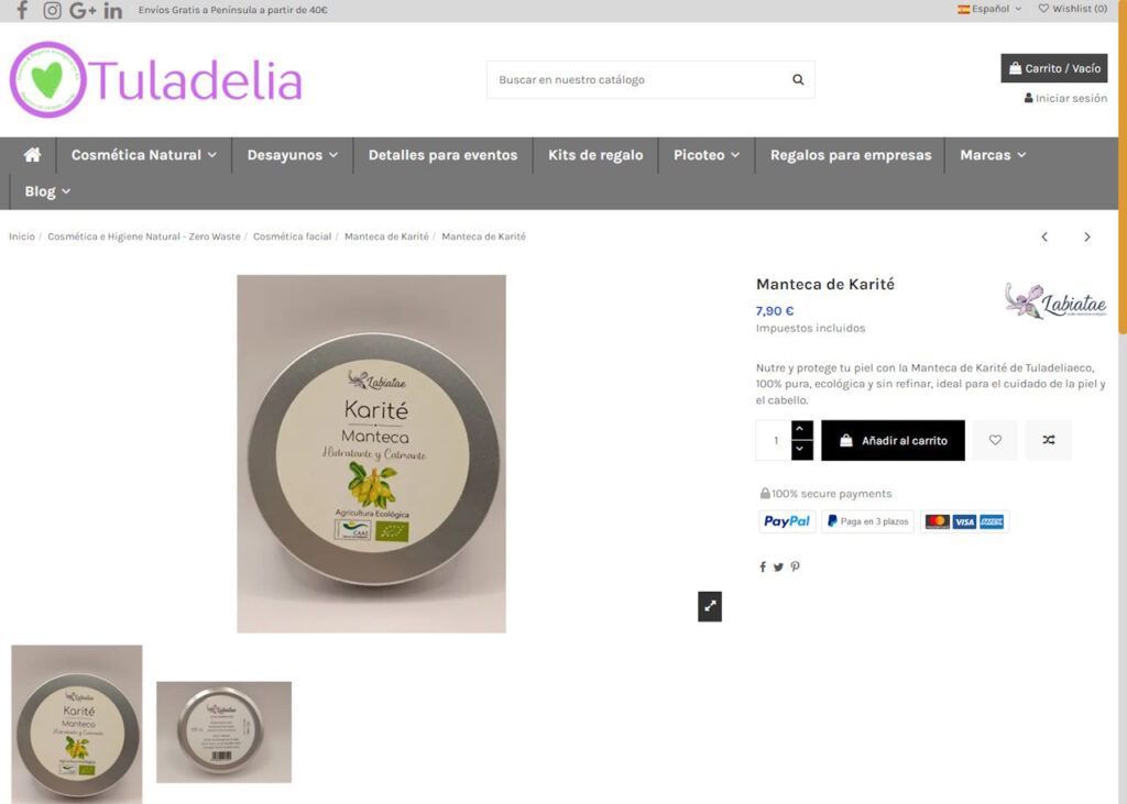 Tienda Online productos ecologicos con PrestaShop y Blog Profesional WordPress, TuladeliaEco.es
