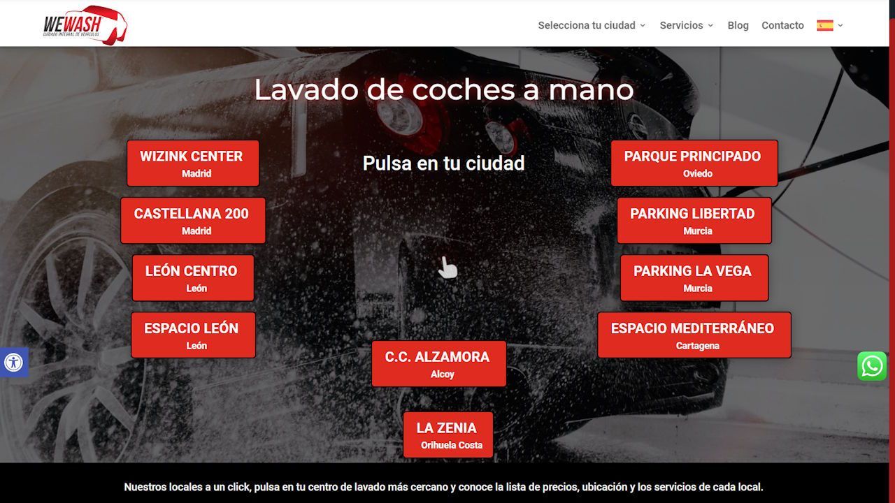 Web corporativa Grupo WeWash, en WordPress de centros de lavado toda España con SEO Local. Web corporativa Grupo WeWash, en WordPress de centros de lavado toda España con SEO Local.