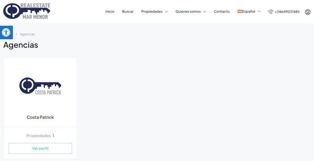 Web Inmobiliaria Real Estate Mar Menor, venta y alquiler casas en WordPress en 3 idiomas.